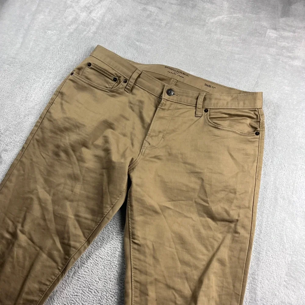 Banana Republic Travel Jeans Mens 33x32 Slim Fit‎ Khaki Tan Stretch Pants